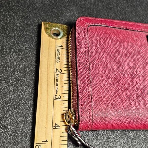Kate Spade New York Hazel Court Bow Lacey Leather Zip Around Wallet, Merlot EUC - Picture 14 of 15